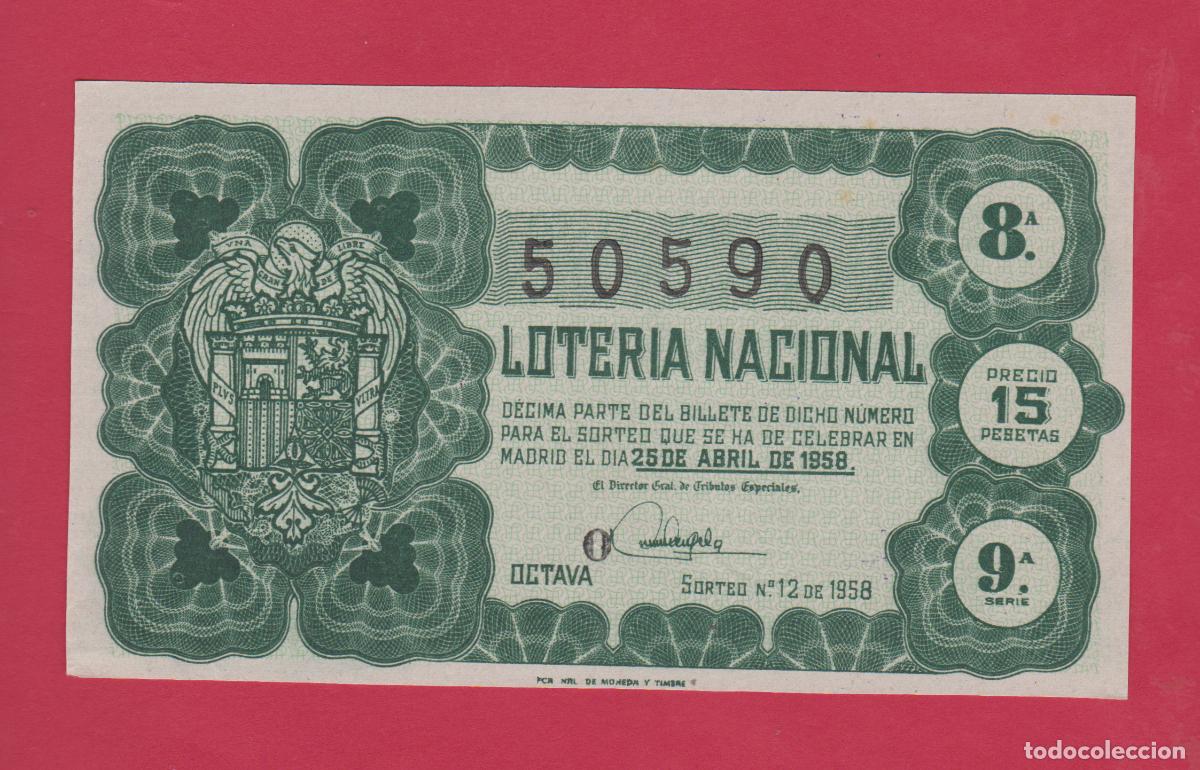 Loter&iacute;a Nacional: LOTERIA SORTEO 12 DE 1958