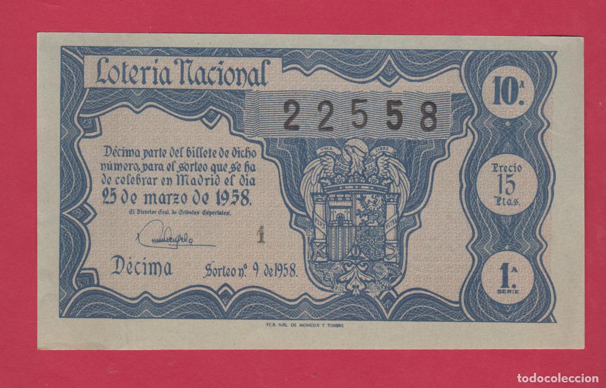 Loter&iacute;a Nacional: LOTERIA SORTEO 9 DE 1958