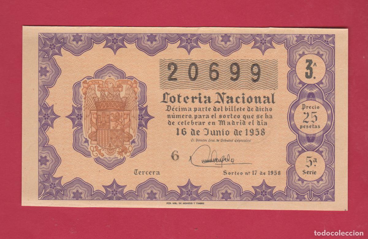 Loter&iacute;a Nacional: LOTERIA SORTEO 17 DE 1958