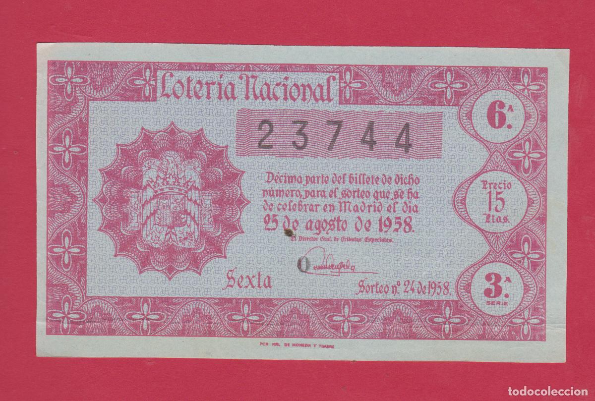 Loter&iacute;a Nacional: LOTERIA SORTEO 24 DE 1958