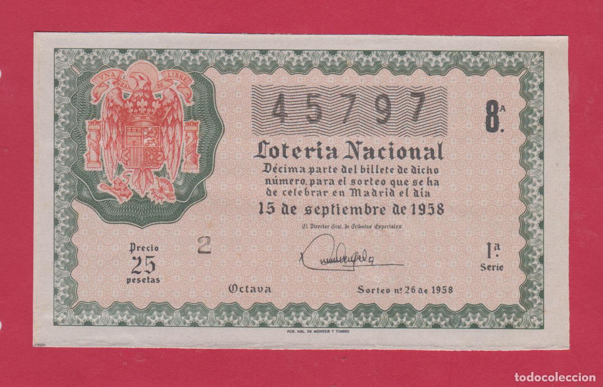 Loter&iacute;a Nacional: LOTERIA SORTEO 26 DE 1958