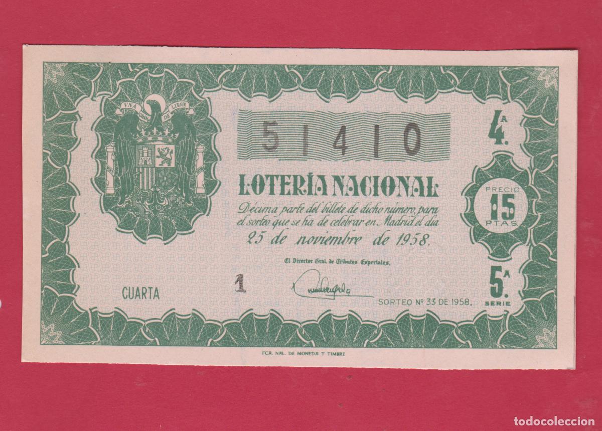 Loter&iacute;a Nacional: LOTERIA SORTEO 33 DE 1958