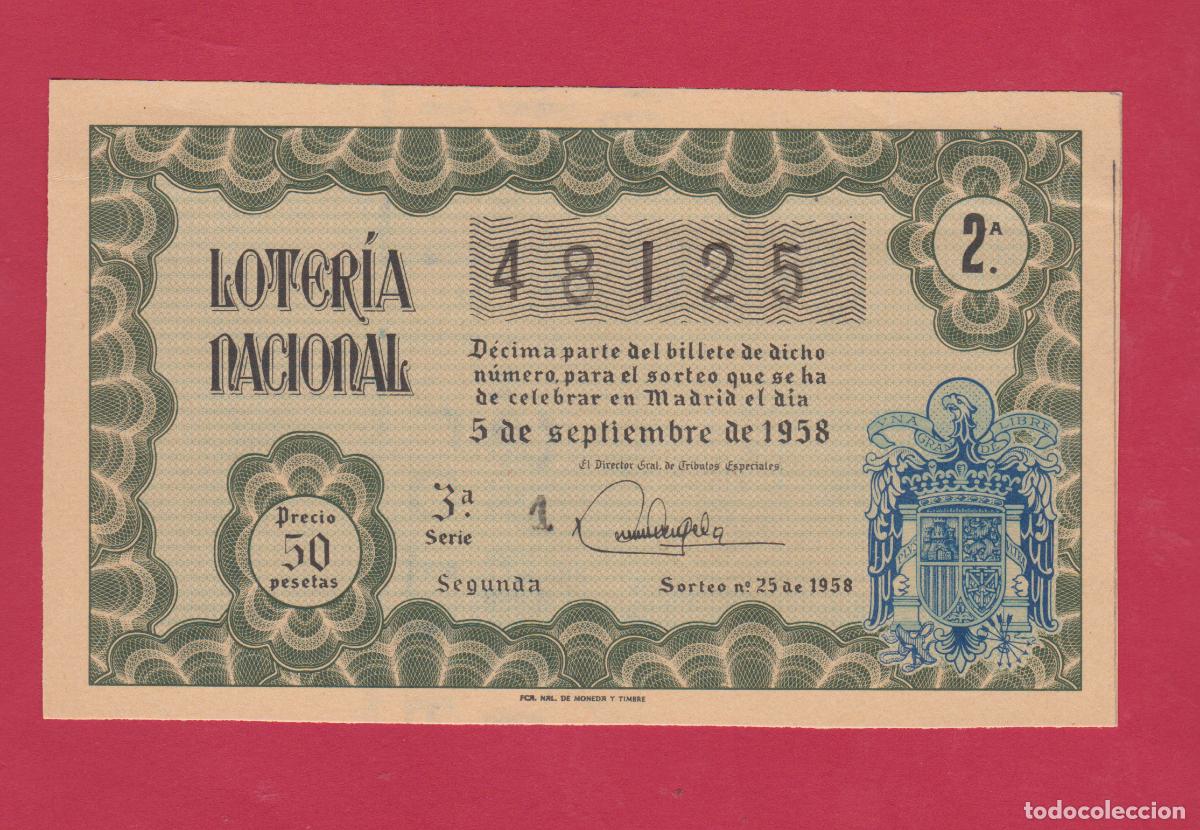 Loter&iacute;a Nacional: LOTERIA SORTEO 25 DE 1958