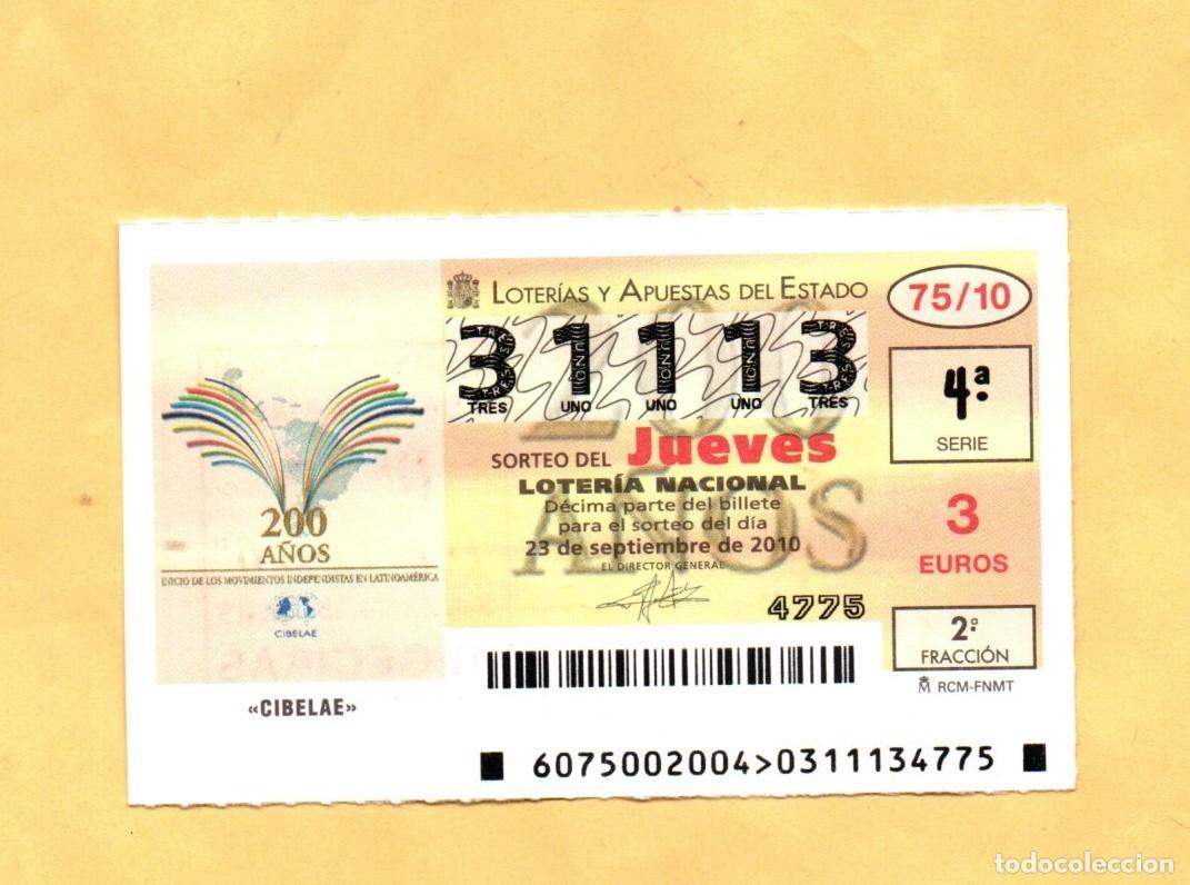 Loter&iacute;a Nacional: LOTERIA NACIONAL 2010 SORTEO JUEVES 75 NUMERO CAPICUA 31113