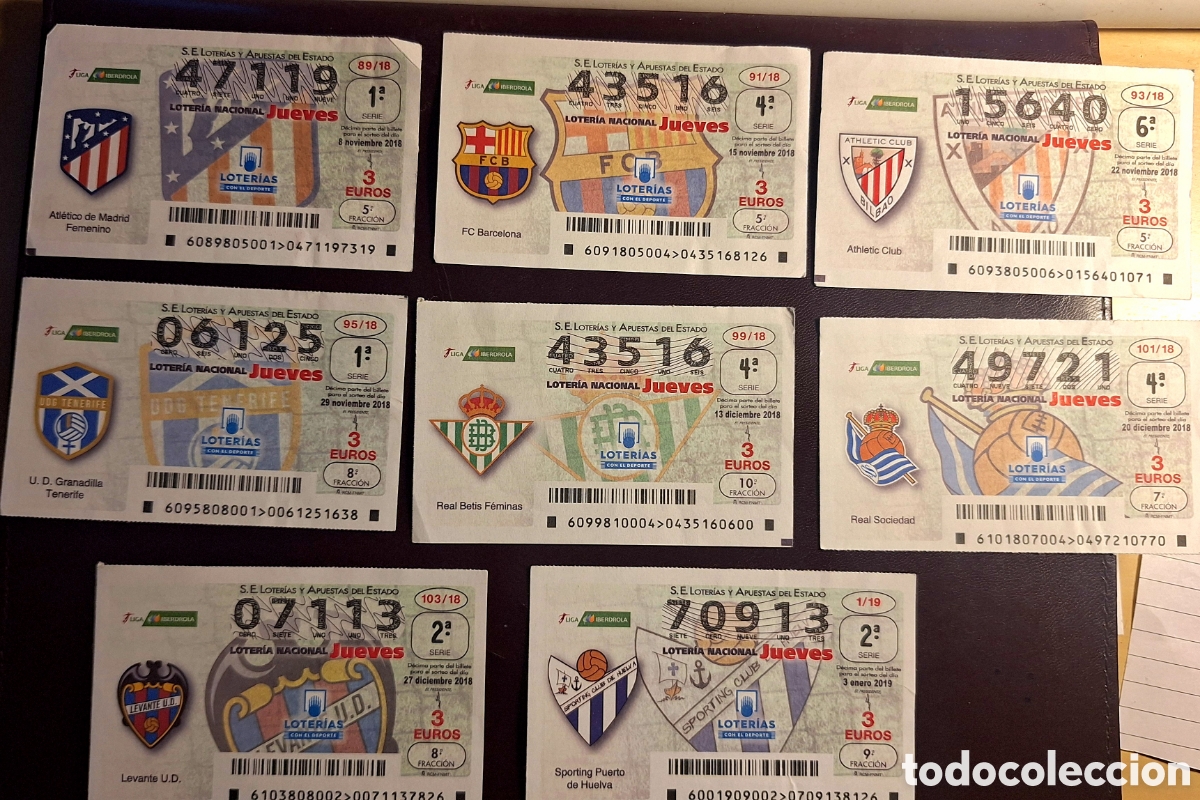 Loter&iacute;a Nacional: Loter&iacute;a Liga Femenina equipos 8/11/2018 al 21/2019 - 15 decimos completa