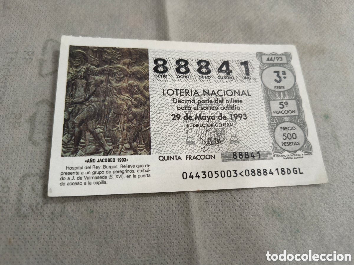 Loter&iacute;a Nacional: DECIMO DE LA LOTERIA NACIONAL. SORTEO 29 MAYO 1993 44/93 HOSPITAL DEL REY, BURGOS