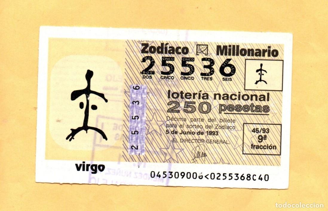 Loter&iacute;a Nacional: LOTERIA NACIONAL JUEVES 1993. SORTEO DEL ZODIACO 5 DE JUNIO. SORTEO 45/93 VIRGO