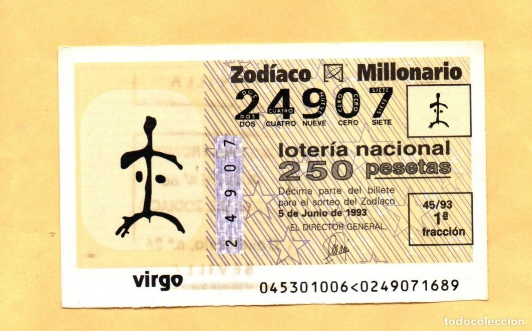 Loter&iacute;a Nacional: LOTERIA NACIONAL JUEVES 1993. SORTEO DEL ZODIACO 5 DE JUNIO. SORTEO 45/93 VIRGO