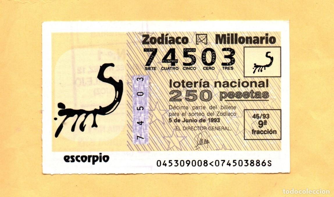 Loter&iacute;a Nacional: LOTERIA NACIONAL JUEVES 1993. SORTEO DEL ZODIACO 5 DE JUNIO. SORTEO 45/93 ESCORPIO