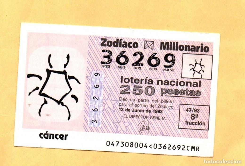 Loter&iacute;a Nacional: LOTERIA NACIONAL JUEVES 1993. SORTEO DEL ZODIACO 12 DE JUNIO. SORTEO 47/93 CANCER