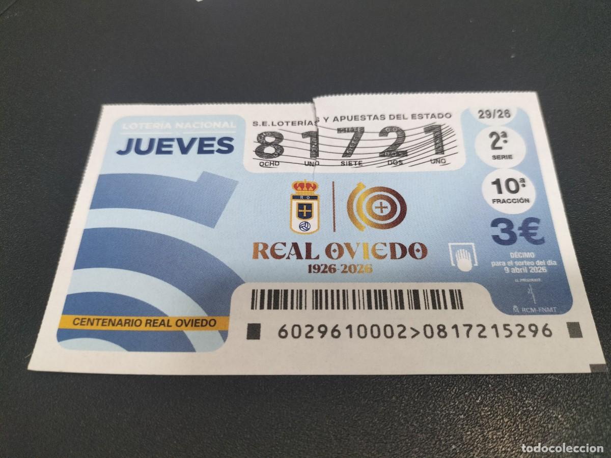 Loter&iacute;a Nacional: 1 DECIMO LOTERIA NACIONAL JUEVES 2 ABRIL 2026 27/26 800 PARROQUIA STA M LA MAYOR ALC&Aacute;ZAR DE SANJUAN