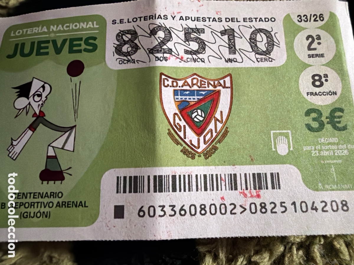 Loter&iacute;a Nacional: Loteria nacional escudo futbol c.d. Arenal gijon