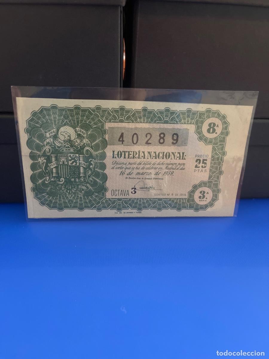 Loter&iacute;a Nacional: D&eacute;cimo de loter&iacute;a nacional 1959 sorteo 8