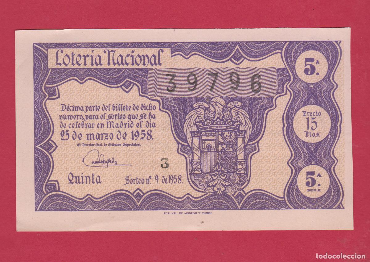 Loter&iacute;a Nacional: LOTERIA SORTEO 9 DE 1958