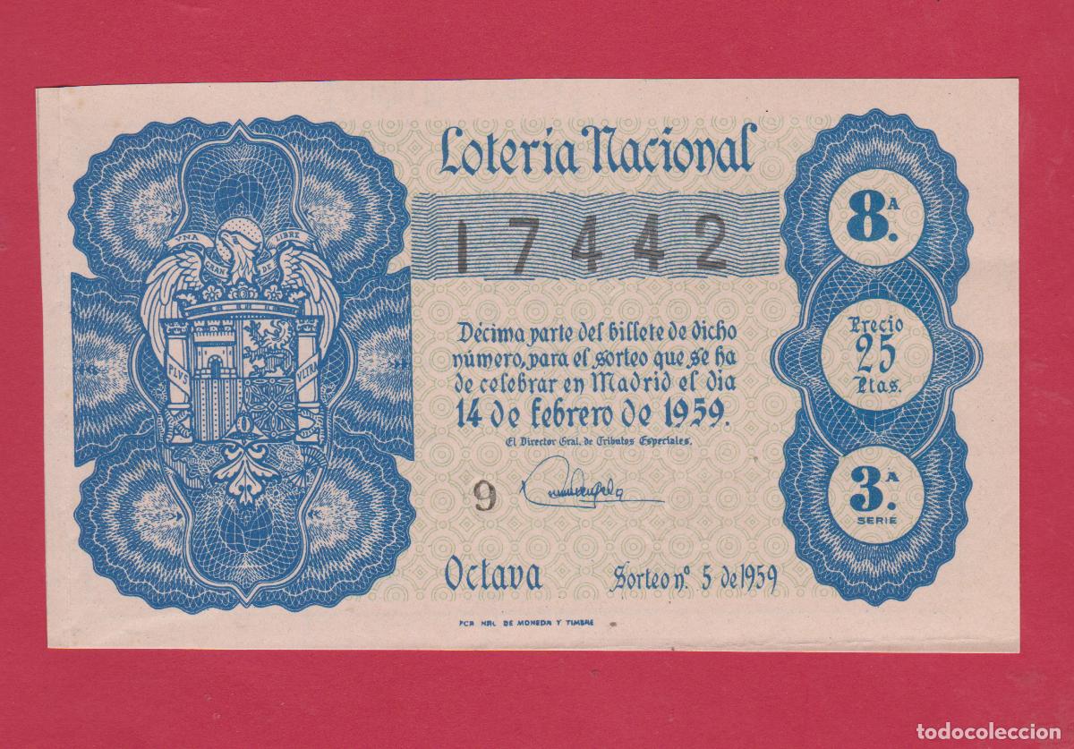 Loter&iacute;a Nacional: LOTERIA SORTEO 5 DE 1958