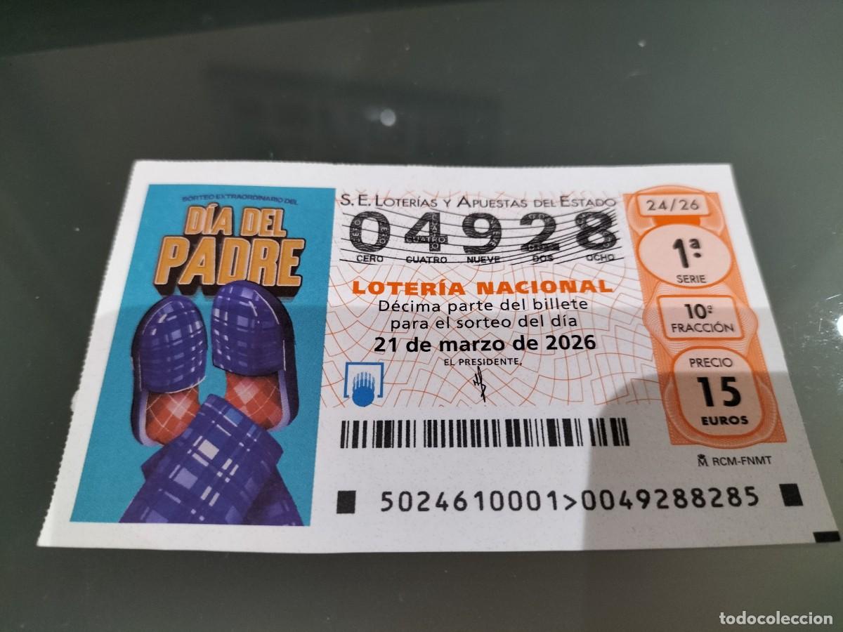 Loter&iacute;a Nacional: 1 DECIMO LOTERIA NACIONAL SABADO 21 ABRIL 2026 24/26 DIA DEL PADRE ( ZAPATILLAS DE CASA AZULES