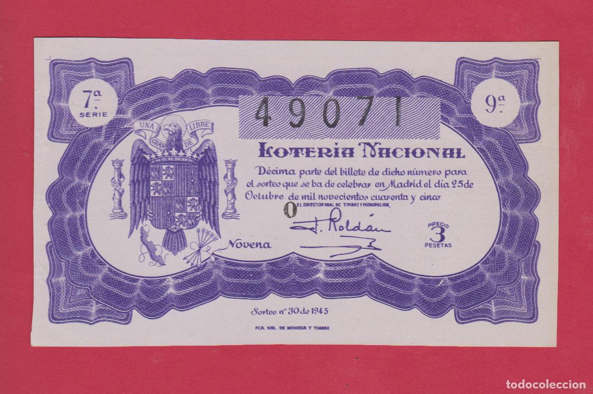 Loter&iacute;a Nacional: LOTERIA SORTEO 30 DE 1945