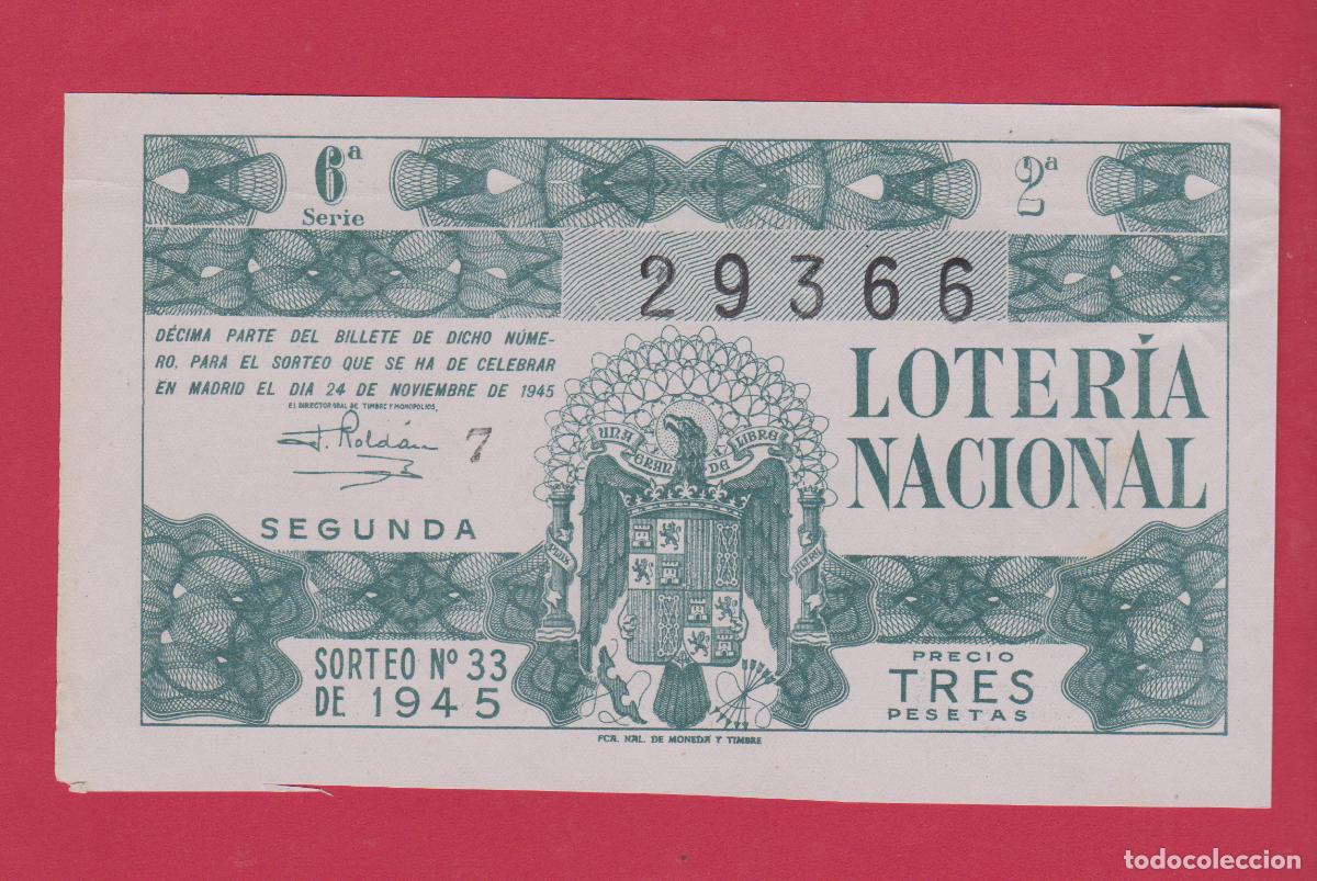 Loter&iacute;a Nacional: LOTERIA SORTEO 33 DE 1945