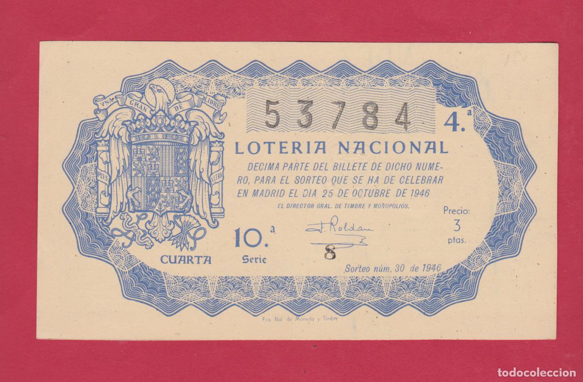 Loter&iacute;a Nacional: LOTERIA SORTEO 30 DE 1946