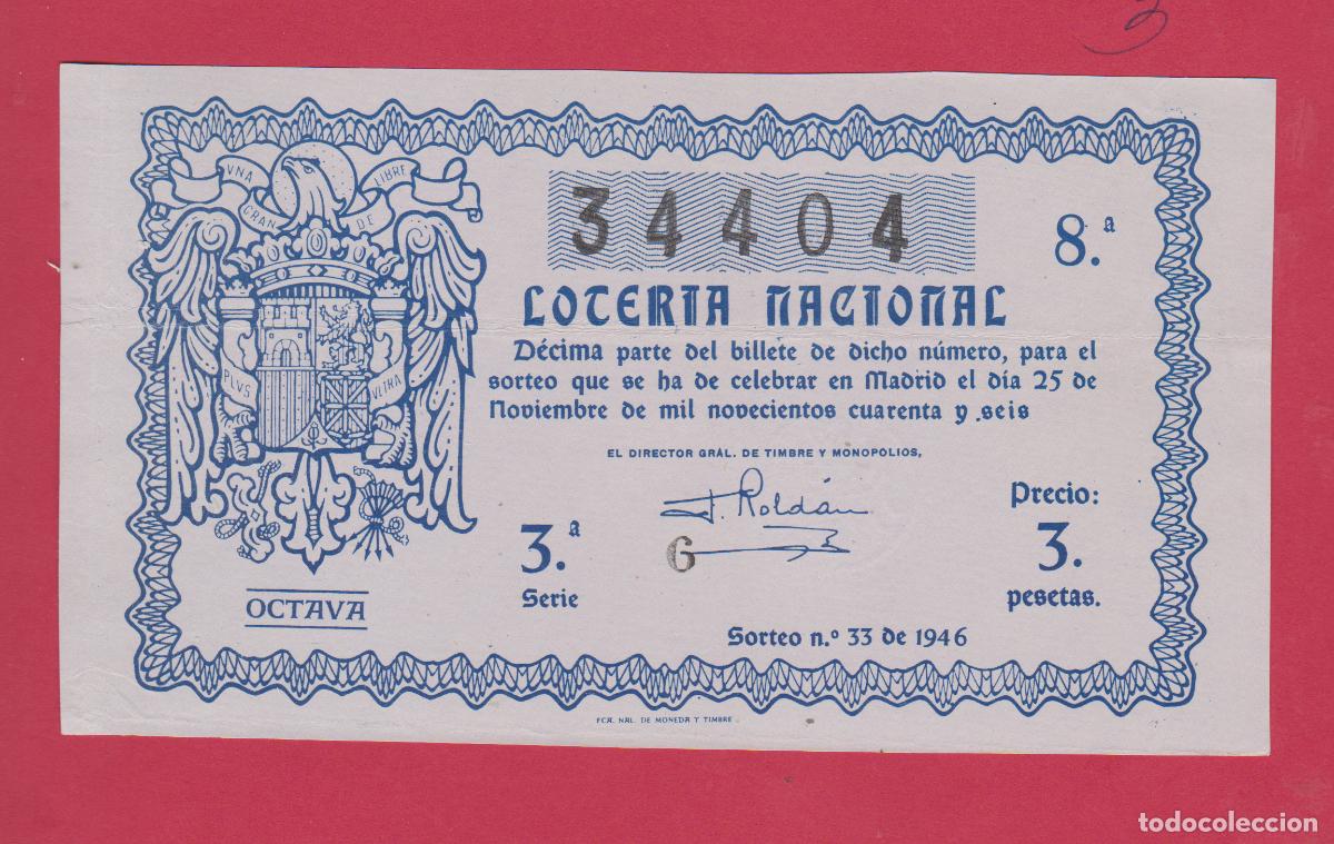 Loter&iacute;a Nacional: LOTERIA SORTEO 33 DE 1946