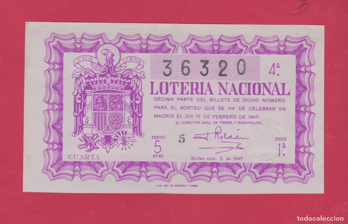 Loter&iacute;a Nacional: LOTERIA SORTEO 5 DE 1947