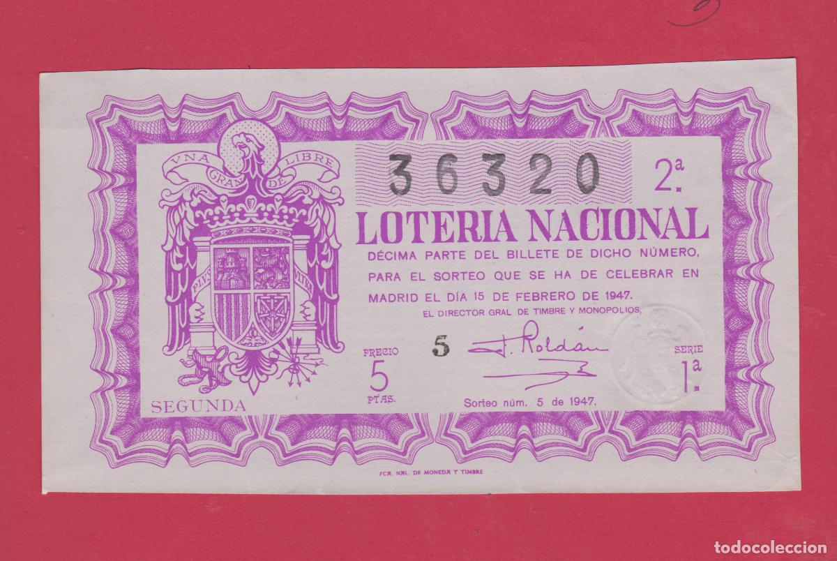 Loter&iacute;a Nacional: LOTERIA SORTEO 5 DE 1947