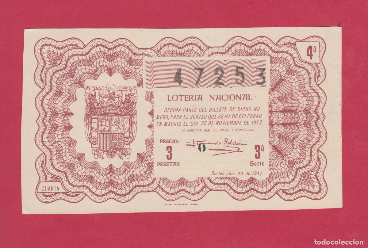 Loter&iacute;a Nacional: LOTERIA SORTEO 33 DE 1947