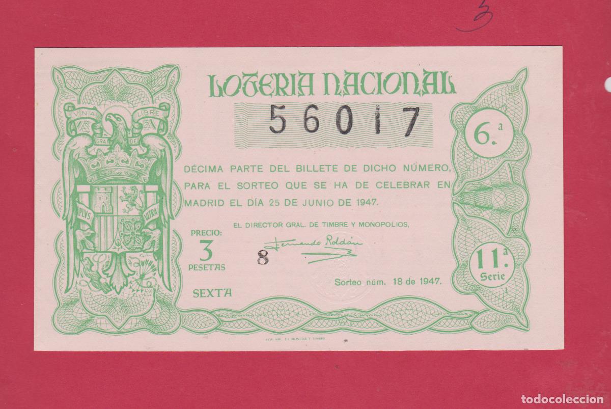Loter&iacute;a Nacional: LOTERIA SORTEO 18 DE 1947