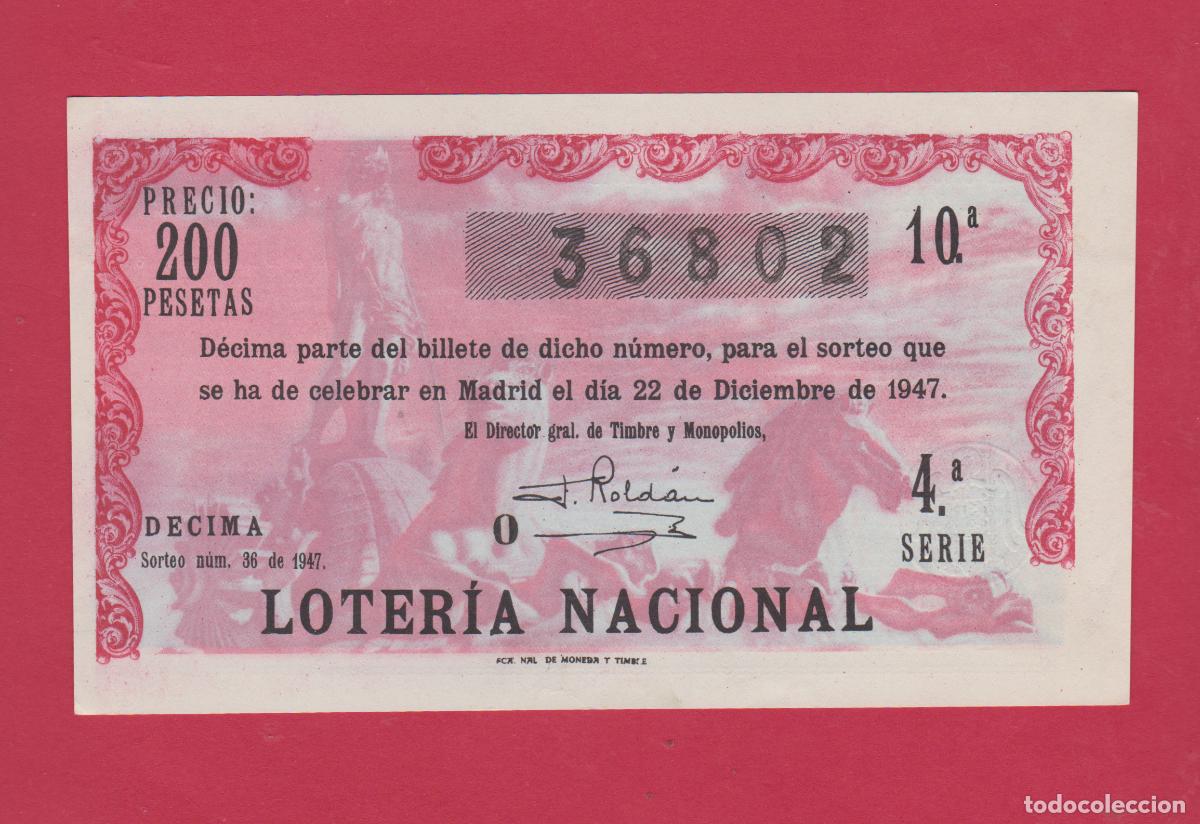 Loter&iacute;a Nacional: LOTERIA SORTEO 36 DE 1947