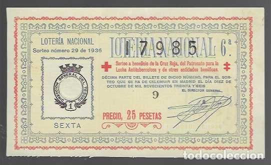 Loter&iacute;a Nacional: LOTERIA NACIONAL.- CRUZ ROJA, MADRID 10 DE OCTUBRE 1936.- SORTEO N&ordm; 29 DE 1936 -VER FOTOS