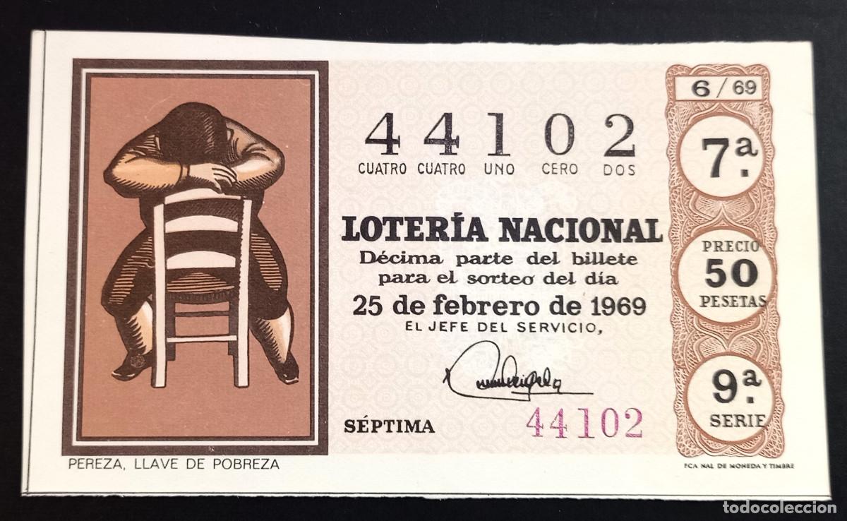 Loter&iacute;a Nacional: BILLETE DE LOTERIA - 25-FEBRERO-1969 - PEREZA, LLAVE DE POBREZA