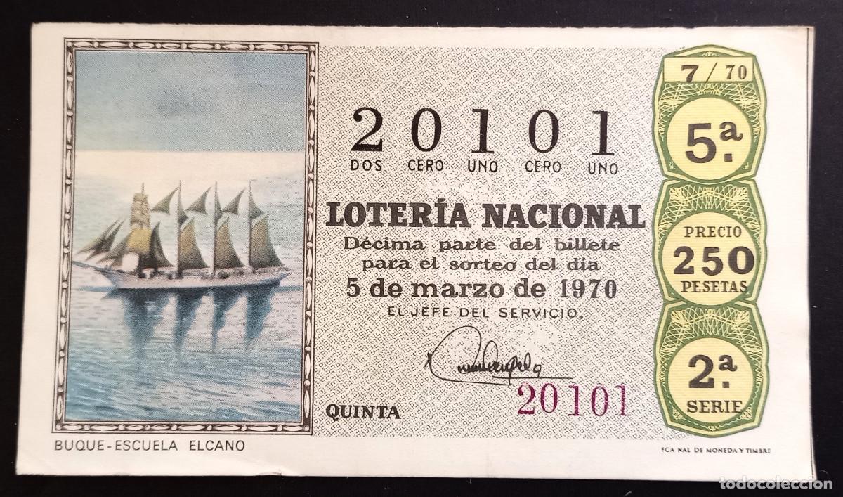 Loter&iacute;a Nacional: D&Eacute;CIMO DE LOTERIA - 5-MARZO-1970 - BUQUE-ESCUELA ELCANO