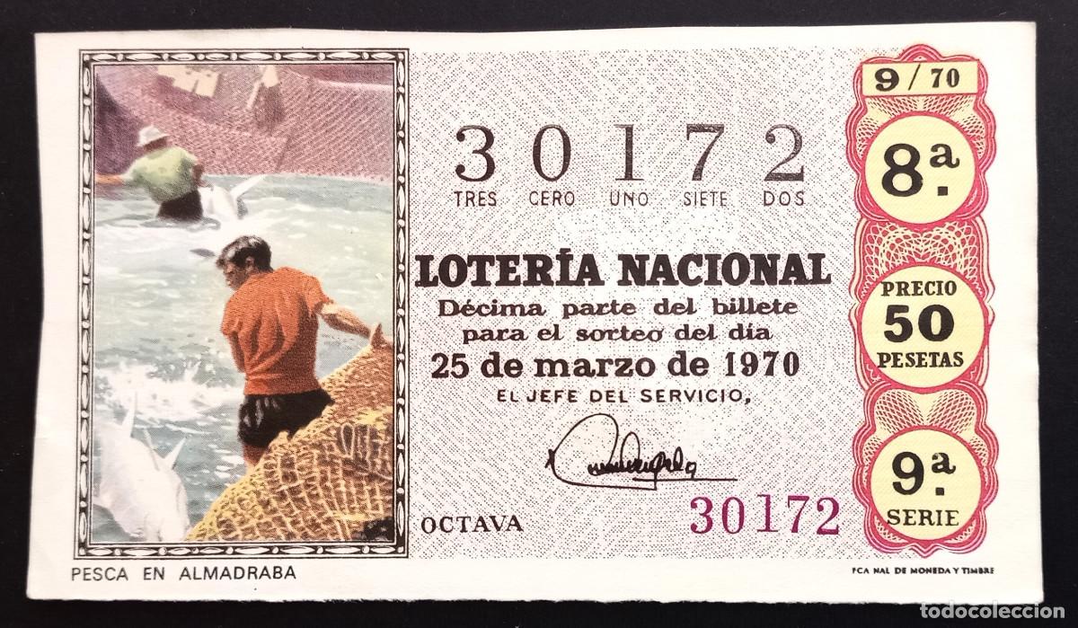 Loter&iacute;a Nacional: D&Eacute;CIMO DE LOTERIA - 25-MARZO-1970 - PESCA EN ALMADRABA