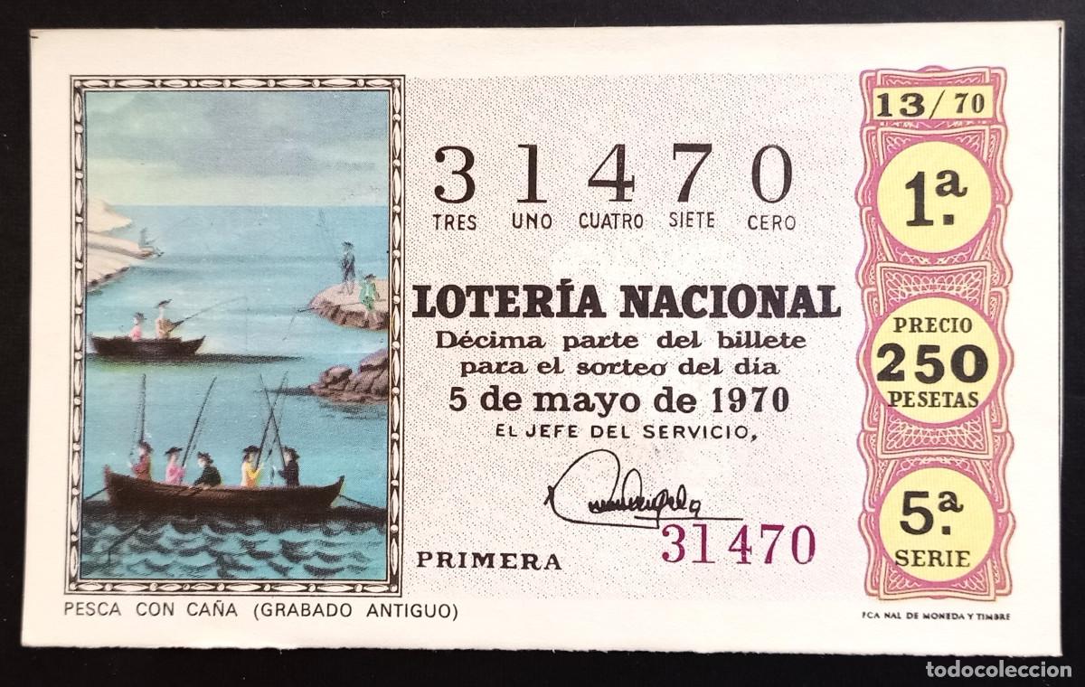 Loter&iacute;a Nacional: D&Eacute;CIMO DE LOTERIA - 5-MAYO-1970 - PESCA CON CA&Ntilde;A