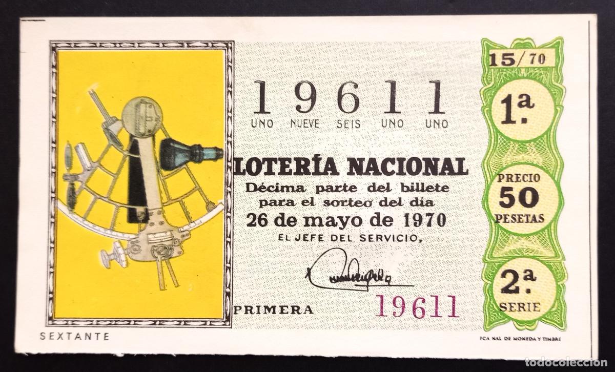 Loter&iacute;a Nacional: D&Eacute;CIMO DE LOTERIA - 26-MAYO-1970 - SEXTANTE