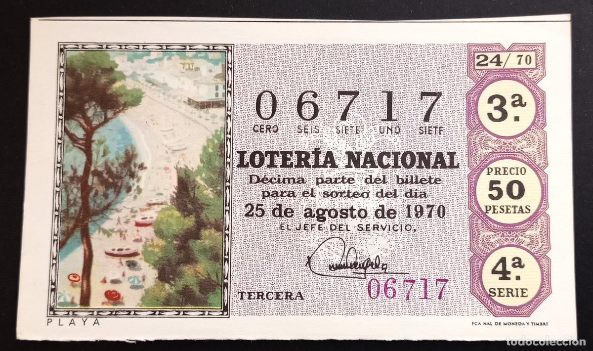 Loter&iacute;a Nacional: D&Eacute;CIMO DE LOTERIA - 25-AGOSTO-1970 - PLAYA