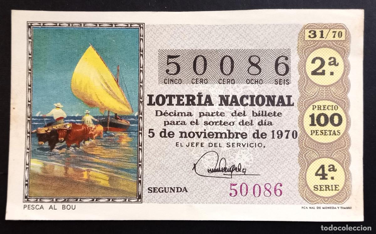 Loter&iacute;a Nacional: D&Eacute;CIMO DE LOTERIA - 5-NOVIEMBRE-1970 - PESCA AL BOU
