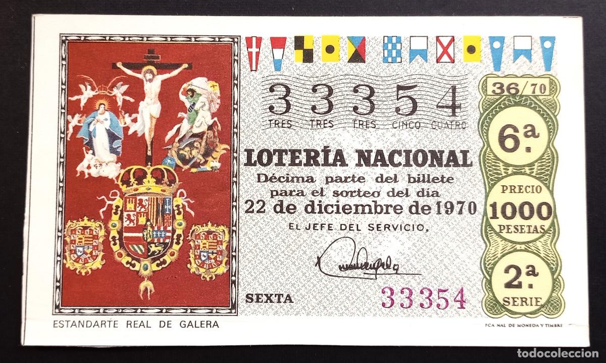 Loter&iacute;a Nacional: D&Eacute;CIMO DE LOTERIA - 22-DICIEMBRE-1970 - ESTANDARTE REAL DE GALERA