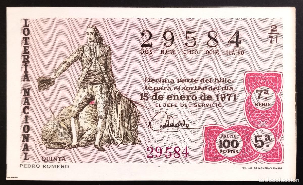 Loter&iacute;a Nacional: D&Eacute;CIMO DE LOTERIA - 15-ENERO-1971 - PEDRO ROMERO