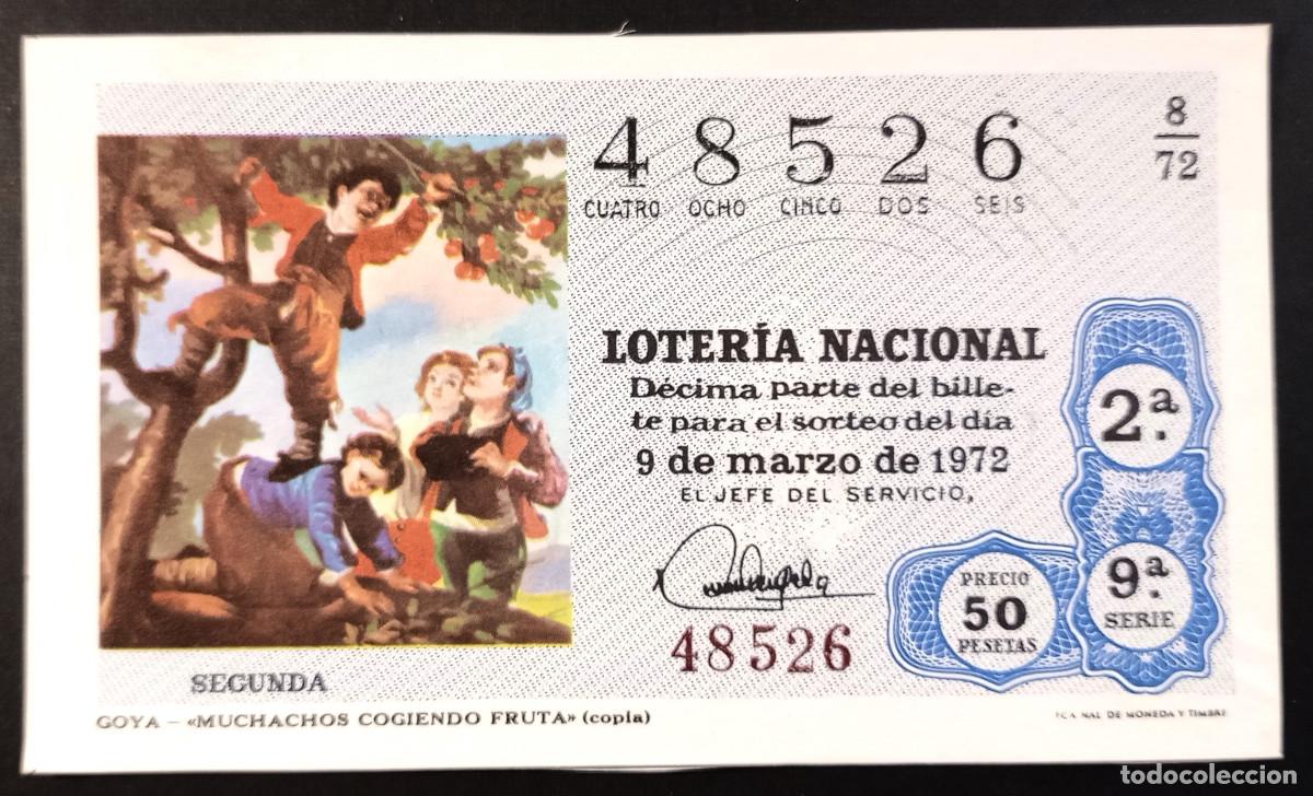 Loter&iacute;a Nacional: D&Eacute;CIMO DE LOTERIA - 9-MARZO-1972 - GOYA - MUCHACHOS COGIENDO FRUTA