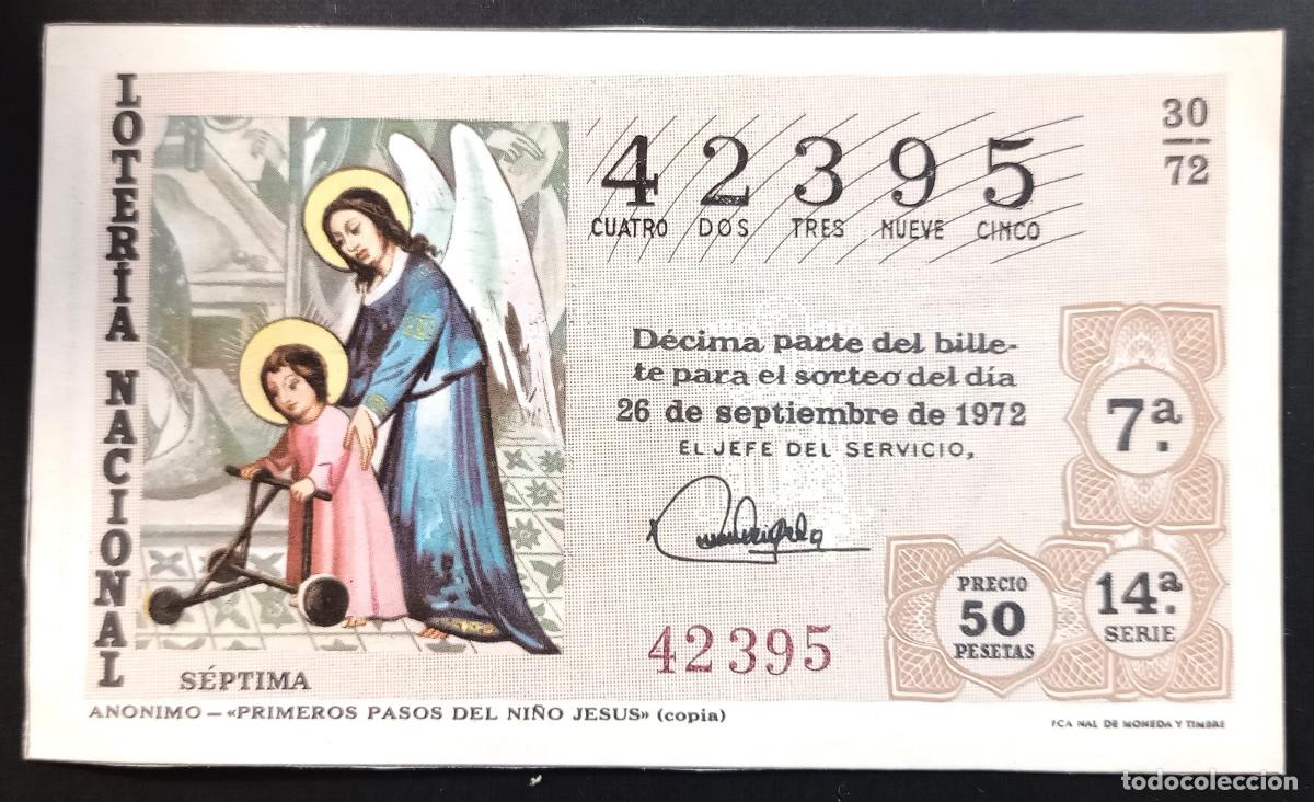 Loter&iacute;a Nacional: D&Eacute;CIMO DE LOTERIA - 28-SEPTIEMBRE-1972 - AN&Oacute;NIMO - PRIMEROS PASOS DEL NI&Ntilde;O JES&Uacute;S