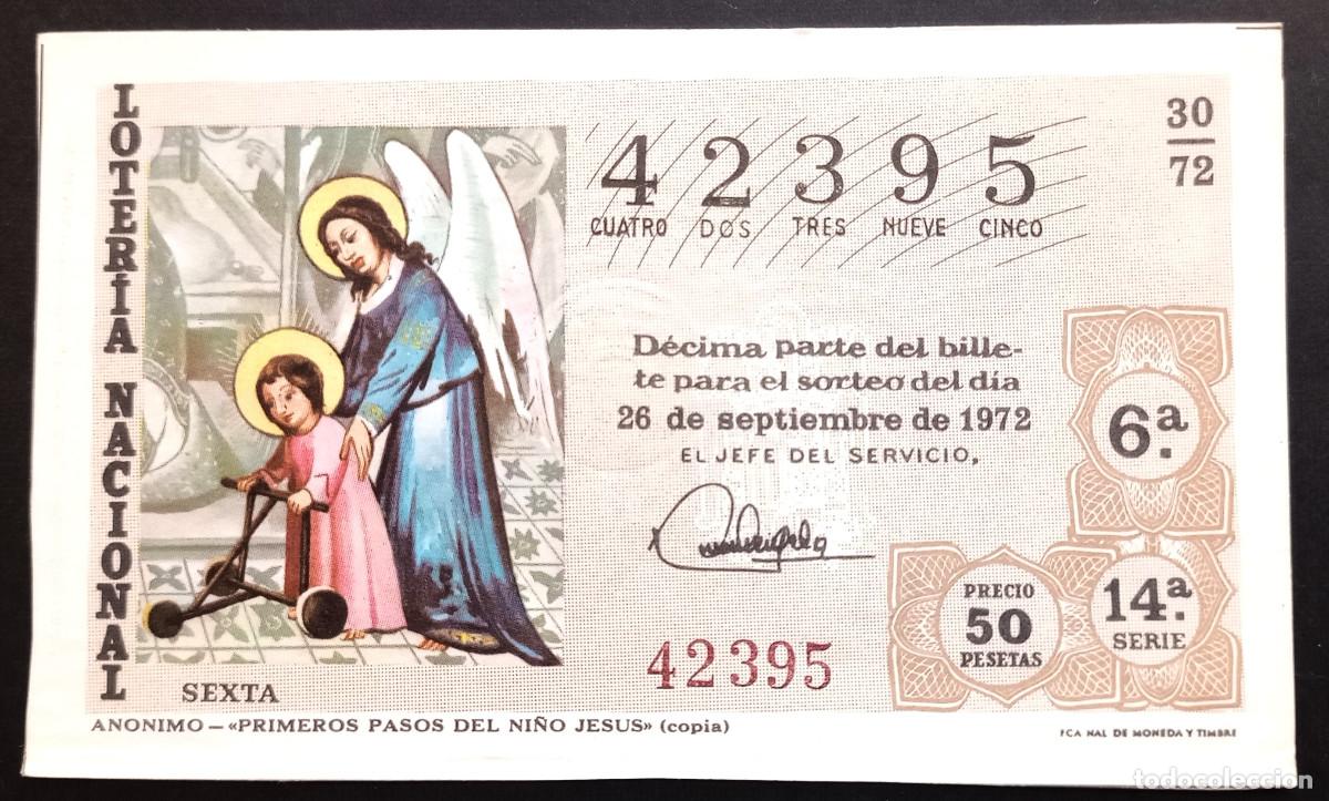 Loter&iacute;a Nacional: D&Eacute;CIMO DE LOTERIA - 28-SEPTIEMBRE-1972 - AN&Oacute;NIMO - PRIMEROS PASOS DEL NI&Ntilde;O JES&Uacute;S