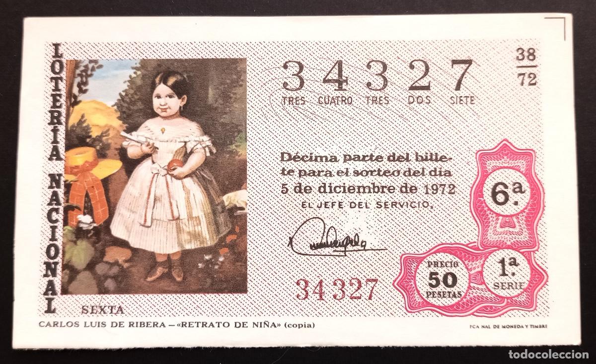 Loter&iacute;a Nacional: D&Eacute;CIMO DE LOTERIA - 5-DICIEMBRE-1972 - CARLOS LUIS DE RIBERA - RETRATO DE NI&Ntilde;A