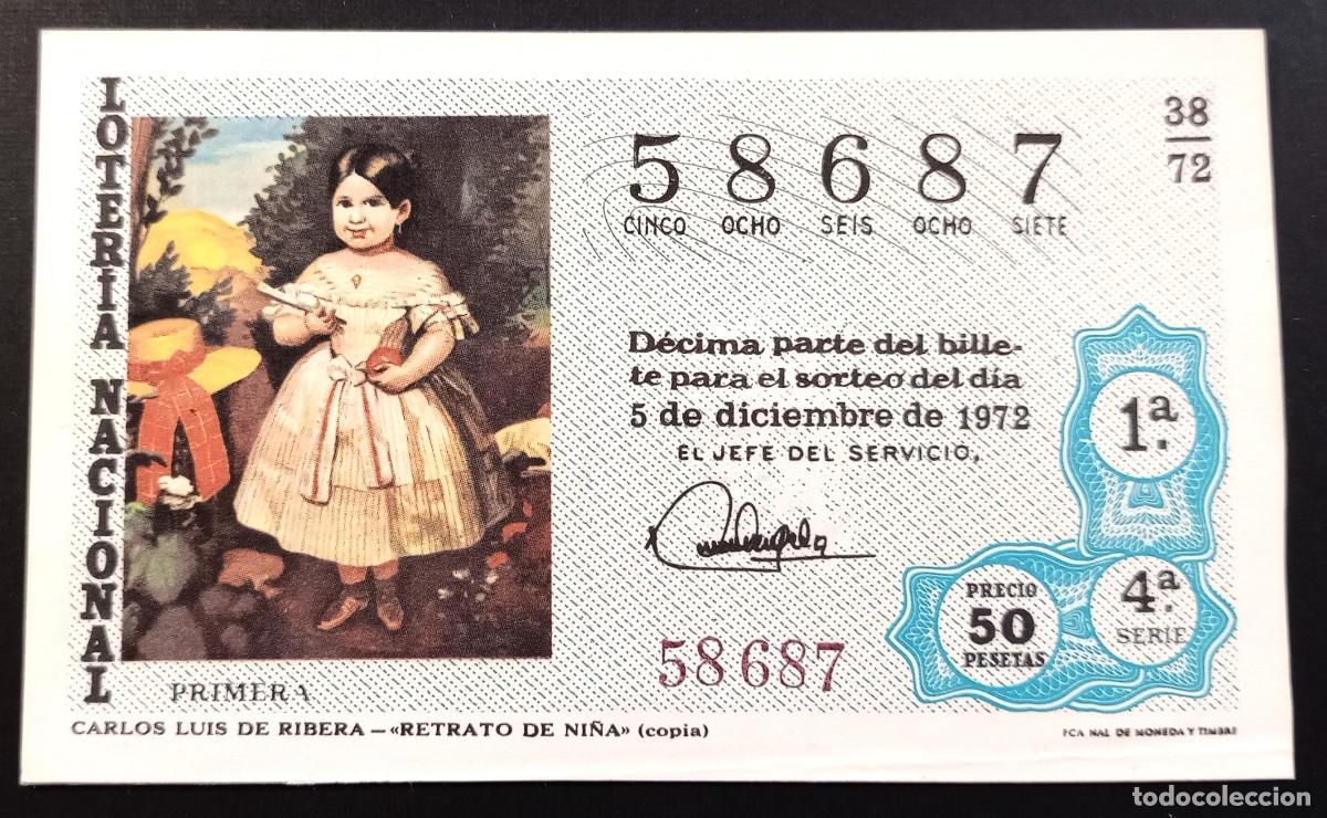 Loter&iacute;a Nacional: D&Eacute;CIMO DE LOTERIA - 5-DICIEMBRE-1972 - CARLOS LUIS DE RIBERA - RETRATO DE NI&Ntilde;A