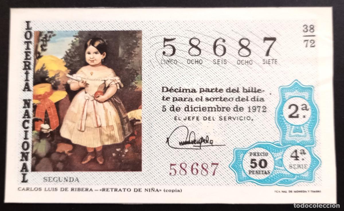 Loter&iacute;a Nacional: D&Eacute;CIMO DE LOTERIA - 5-DICIEMBRE-1972 - CARLOS LUIS DE RIBERA - RETRATO DE NI&Ntilde;A