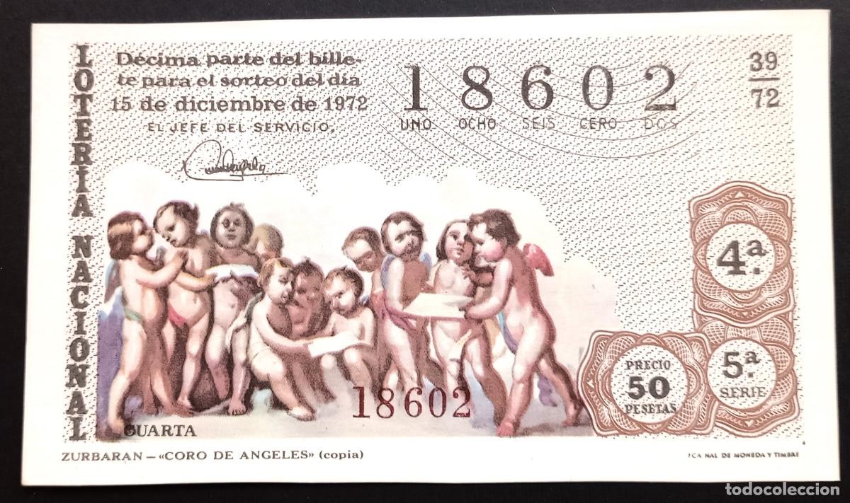 Loter&iacute;a Nacional: D&Eacute;CIMO DE LOTERIA - 15-DICIEMBRE-1972 - ZURBARAN - CORO DE ANGELES