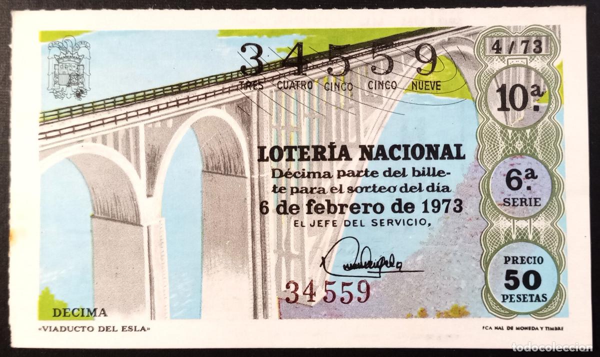 Loter&iacute;a Nacional: D&Eacute;CIMO DE LOTERIA - 6-FEBRERO-1973 - VIADUCTO DEL ESLA