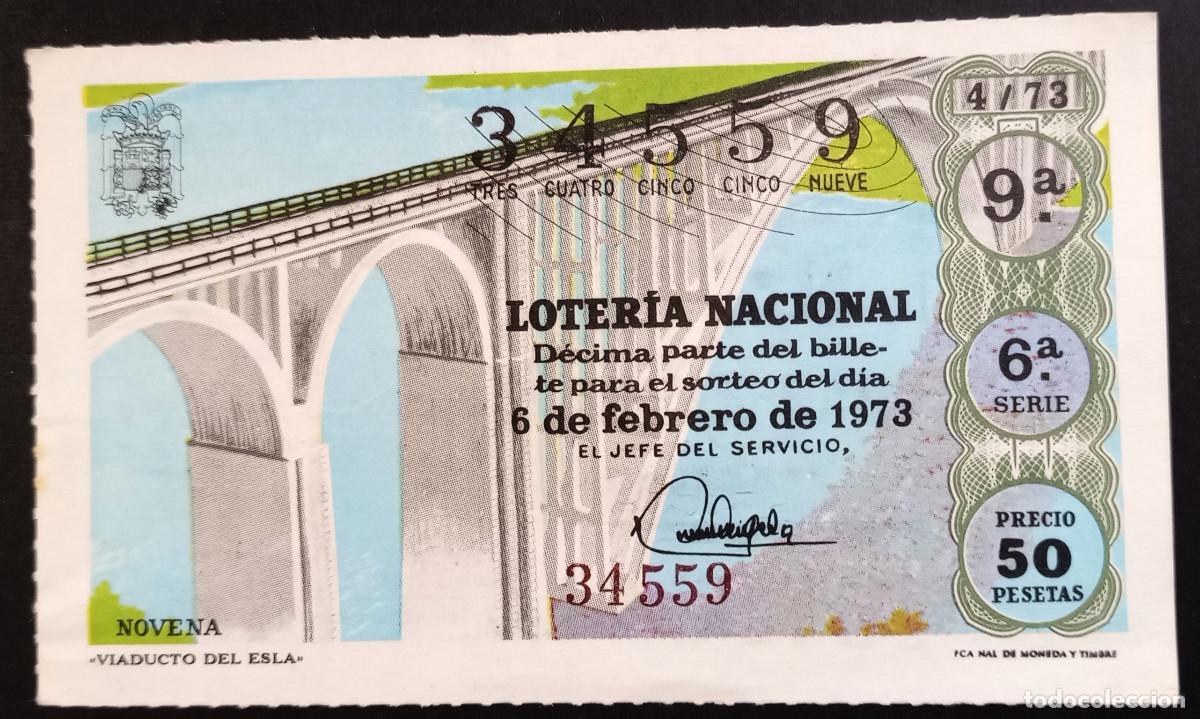 Loter&iacute;a Nacional: D&Eacute;CIMO DE LOTERIA - 6-FEBRERO-1973 - VIADUCTO DEL ESLA