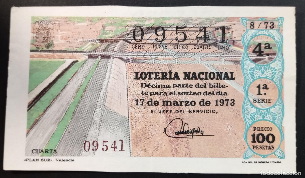Loter&iacute;a Nacional: D&Eacute;CIMO DE LOTERIA - 17-MARZO-1973 - PLAN SUR, VALENCIA