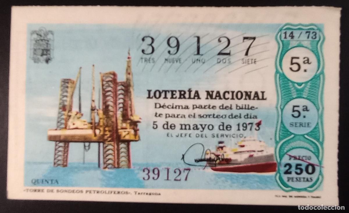 Loter&iacute;a Nacional: D&Eacute;CIMO DE LOTERIA - 5-MAYO-1973 - TORRE DE SONDEOS PETROL&Iacute;FERA, TARRAGONA